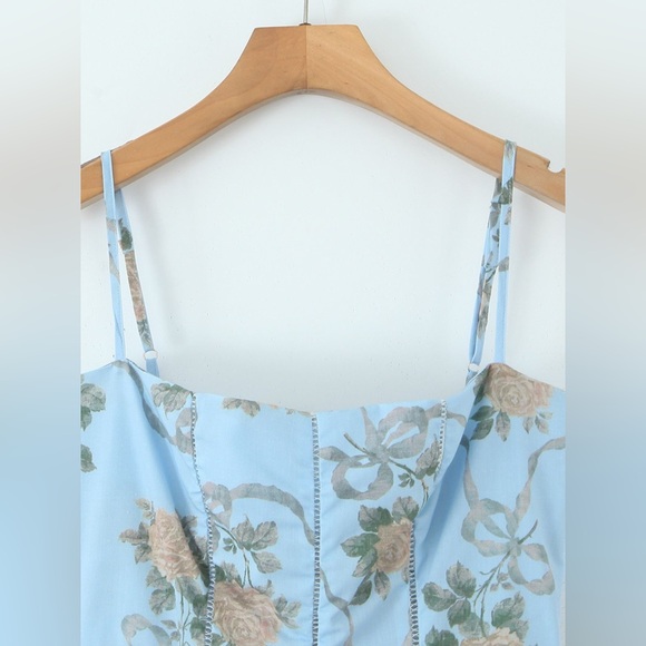 NWT Romantic Floral Midi Dress with Bustier Top & Ruffle Hem Size S-L summer - Picture 6 of 12